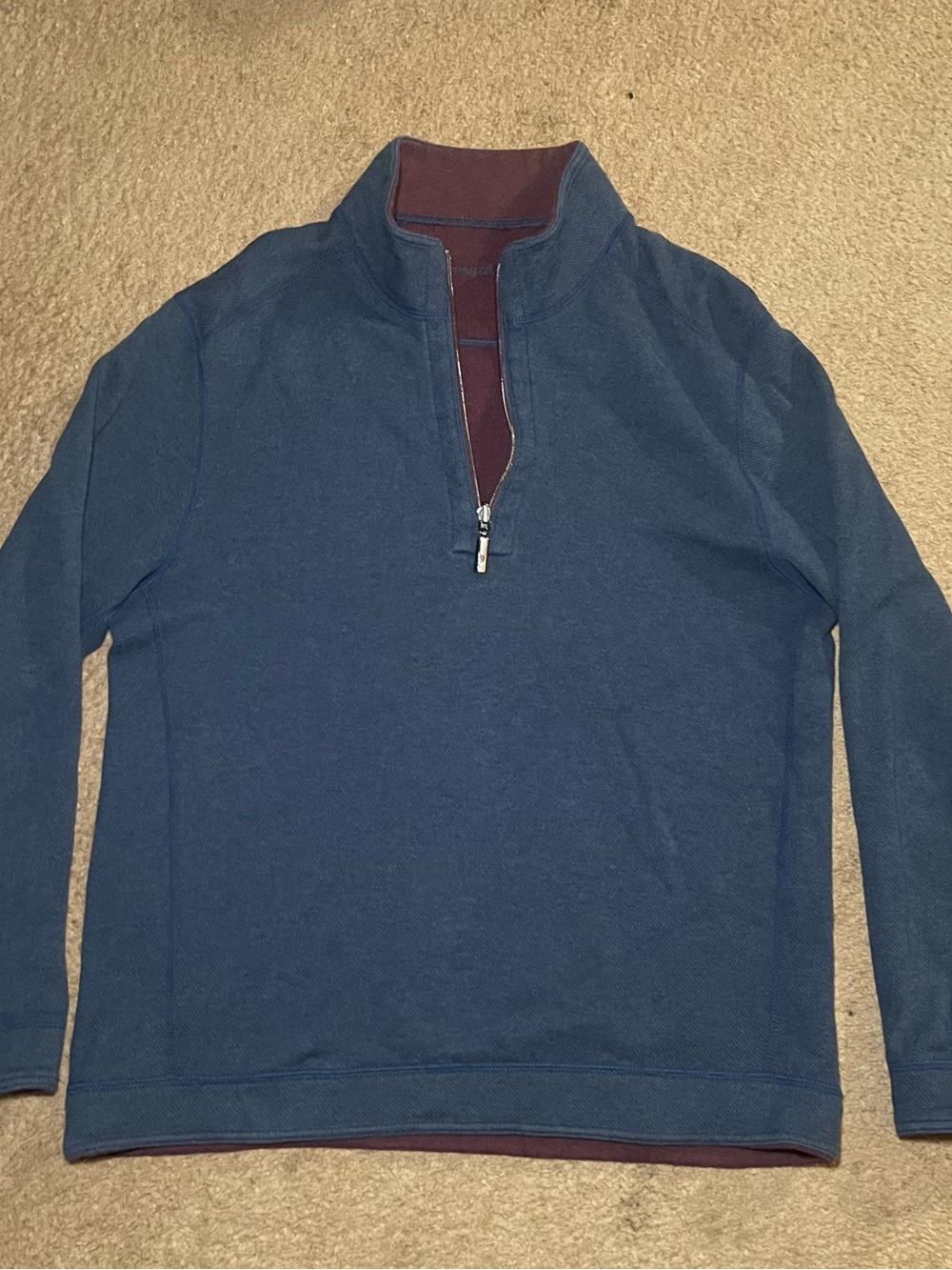 Men’s Tommy Bahama Flipshore quarter zip pullover collar sweater reversible